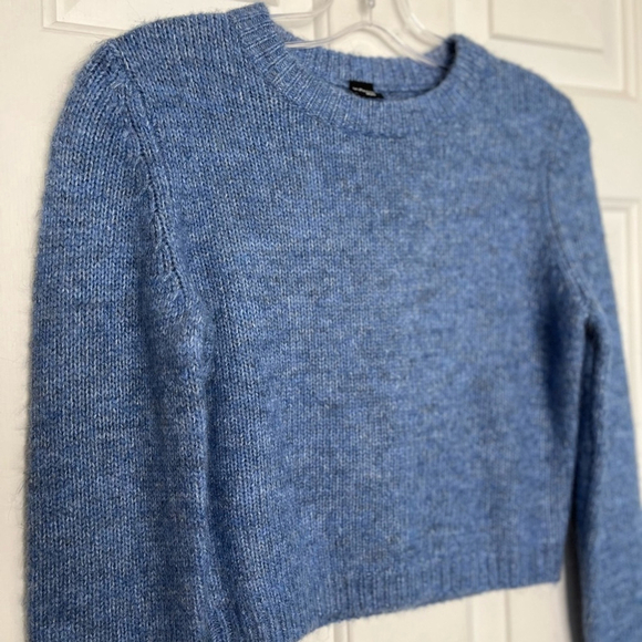 NWT Icone Simons Alpaca Wool Crewneck Sweater XS Blue Melange - Picture 6 of 13